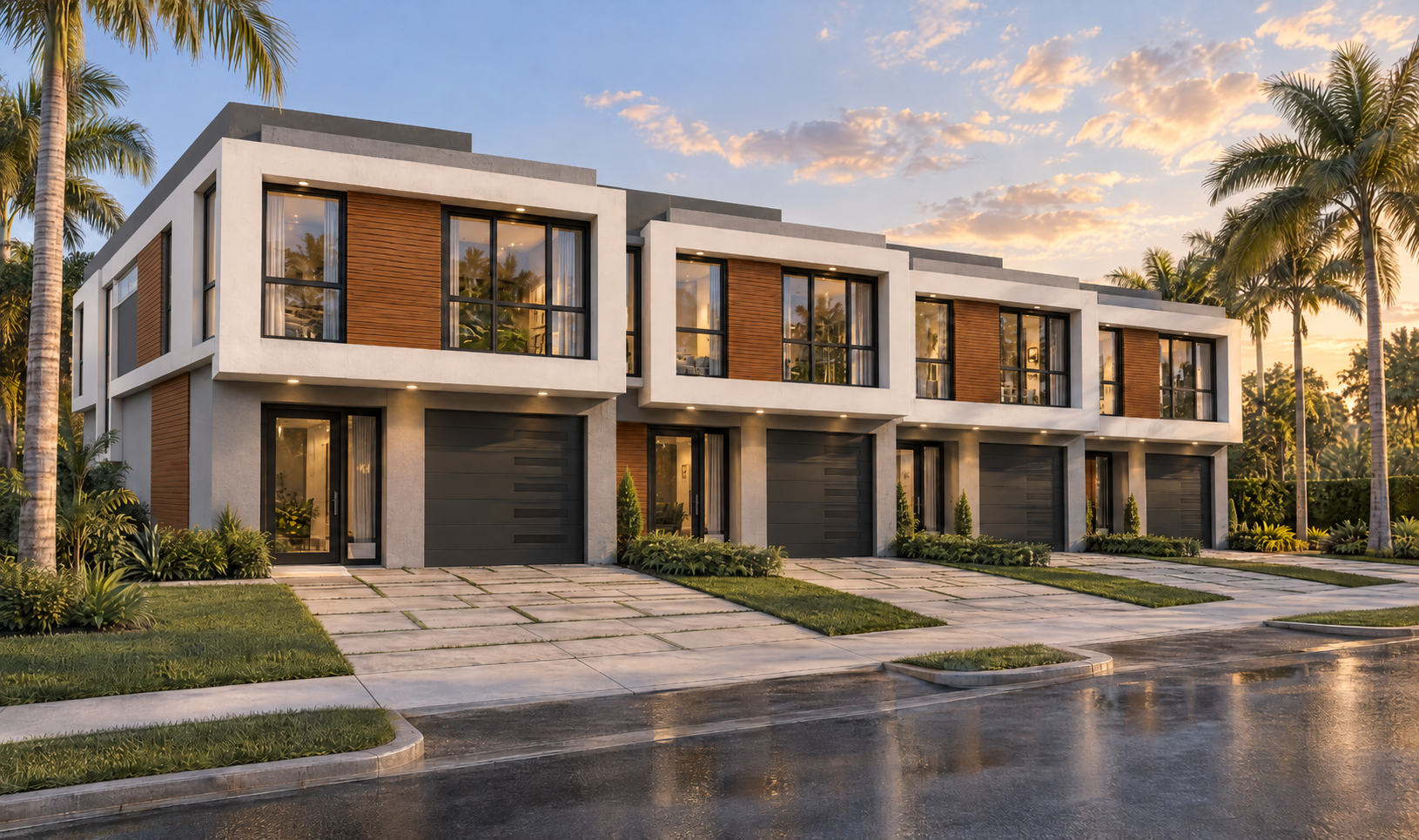 NOVA private residences exterior at golden hour, Fort Lauderdale